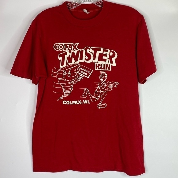 Vintage Colfax,WI Twister Run Red Tshirt Size Medium - Picture 1 of 11